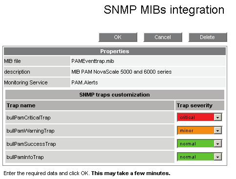 1 Integrating MIBs To receive the SNMP traps from specific equipment, the equipment MIB must be integrated into Bull System Manager.