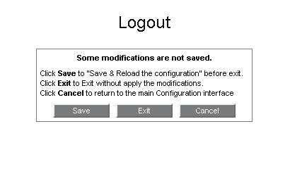 2.6.3 Logout To logout from the BSM Configuration, click the logout button.