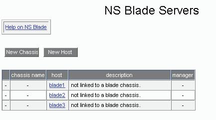 Figure 3-18. NS Blade Servers not linked to a chassis Or click the DeleteAll button to delete the chassis and all linked NS Blade Servers. 3.1.3.2 Escala Blade EL Blade servers are usually housed in the Blade Chassis and managed with the Chassis Monitoring Module (CMM).