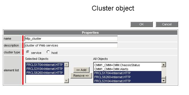 3.4 Configuring Clusters A Cluster is either a set of hosts or a set of services. This cluster object generates a nagios service inside a category.