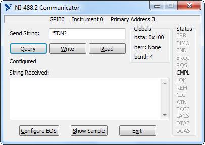 Chapter 2 Measurement & Automation Explorer (Windows) Basic Communication (Query/Write/Read) To establish basic communication with your instrument, use the NI-488.2 Communicator, as follows: 1.