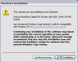 Installing the Windows XP Driver 4. When the Hardware Installation screen appears, click Continue Anyway. 1.