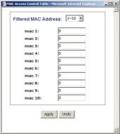 When entering the information using the Router s Web-based Utility, you will type the 12-digit MAC address in this format, XXXXXXXXXXXX without the hyphens for MAC Filtering. See Figure F-6.