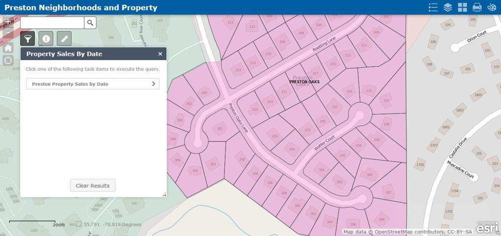On Map Widget Query Preston Property To query