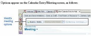 The configuration menu includes the following commands: Use this command My WebEx Account Settings Meeting Templates Check for Update To Access your My WebEx area on your web conferencing service