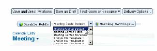 Enable WebEx options: At the top of the New Calendar Entry/Meeting screen, click Enable WebEx.