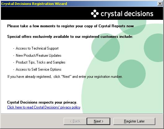 3 Licensing Crystal & Verifying Connectivity If you have not licensed Crystal Report