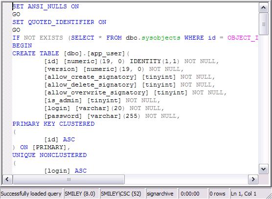 Analyzer open table script (script can be accessed in START > Programs >