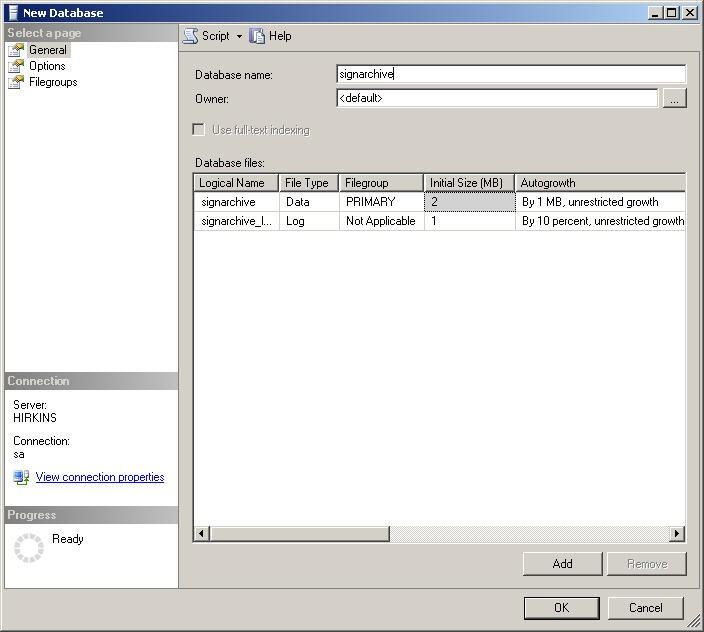 4.1 3.1.3 Database preparation using MS SQL Server 2005 1.