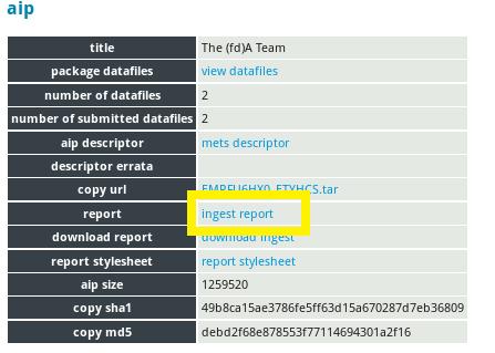 Viewing the Ingest Report from the GUI To view the ingest report from the GUI click on ingest report.