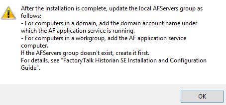 Chapter 3 Installing FactoryTalk Historian See "Manually create or upgrade the AF SQL database (page 71)" for more information. 16. In the Installation Progress screen, click Install.