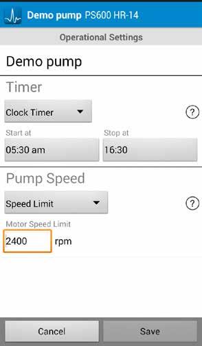 14 PumpScanner 3.3.2.3 Pumps Operational Settings Using the Timer function a pumping interval can be defined where the pump will repeatedly run for a set time, then pause for a set time.