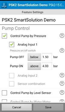 Constant pressure the pump can be configured to constantly deliver a specific pressure if the pressure sensor is installed accordingly.