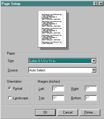 6 Printing the Configuration The File Menu includes two selections for printing your configuration, Page Setup and Print: Setting Up the Format for Printing