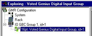 To add a Voted Genius Discrete Input Group to the Bus Controller Group, from the I/O toolbar or the Insert menu select Insert Voted Genius Digital Input Group.