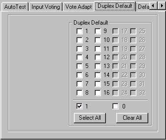 6 Voted Discrete Genius Inputs, the Duplex Default Tab On the Duplex Default tab, set the Duplex Default state for all inputs that have input voting enabled.