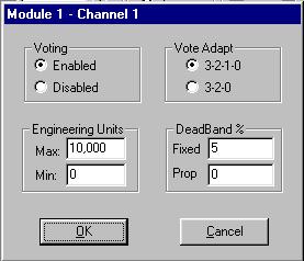 6 Voted VersaMax/Field Control Analog Input Group, the Channel Dialogs When you click on Edit Channel, the Channel dialog appears.