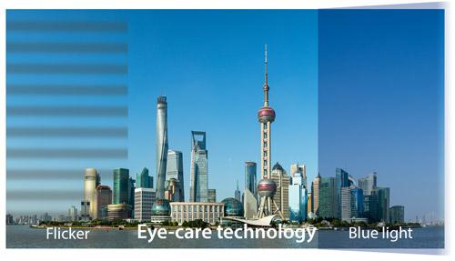 Enhanced viewing comfort Flicker-Free technology and a Blue Light Filter help to eliminate eye strain from extended use.