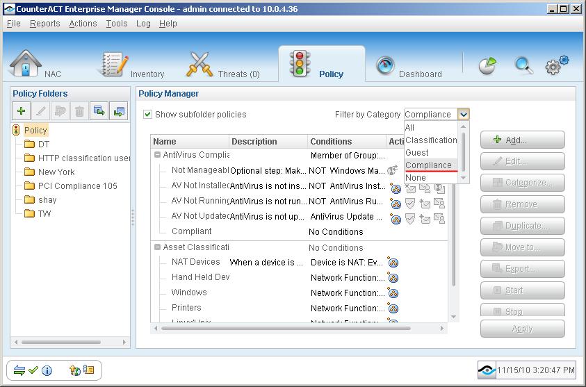 To create a Compliance Status report: 1. In the Reports home page, select Add. The Add Report Template dialog opens. 2.