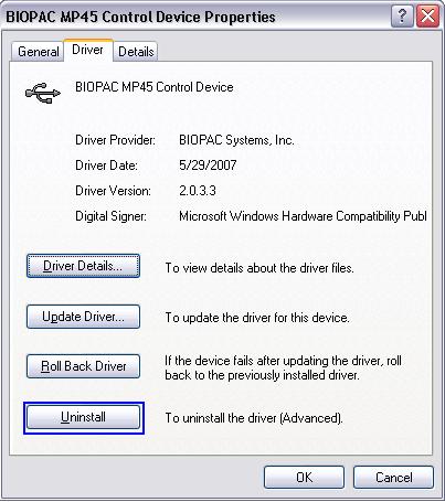 BIOPAC Systems, Inc. www.biopac.com Page 13 of 15 6. Click OK in the Confirm Device Removal dialog. 7.
