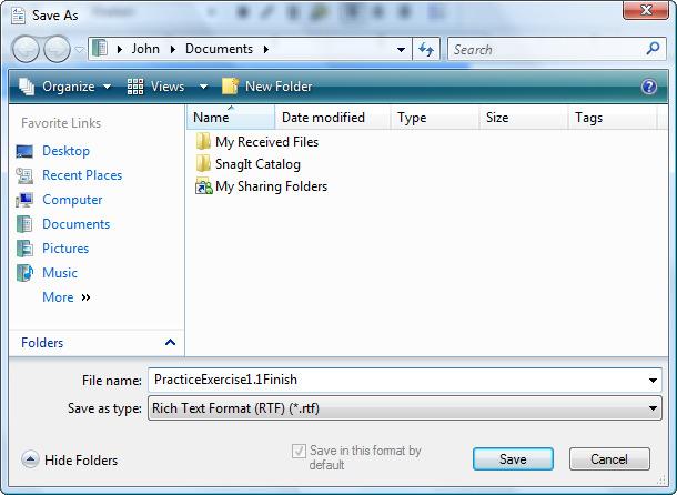 9 7. In the Save As dialogue, browse to an appropriate folder for saving a file; enter the name