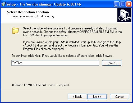 When prompted for the TSM directory, use the directory used when initially installing TSM.