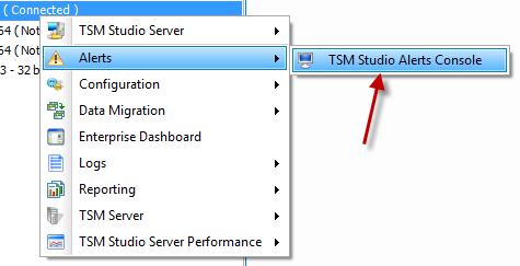 Viewing Alerts in the Alerts Console All generated Alert Events can be seen in the TSM Studio Alerts Console The