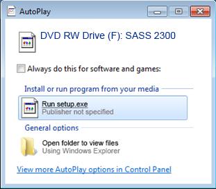 Windows 7 and 8 Installation In Windows 7 or 8 systems, a window should open labeled AutoPlay. If this occurs select the Run autorun.exe option.