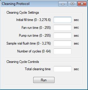 Run Cleaning Cycle The SASS 2300 is capable of running an automated cleaning protocol that will rinse the system out if it has become contaminated for any reason.