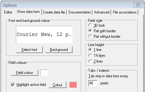 Field color (background color for data entry fields): White Highlight active field (Shows the currently selected field in a different color): choose purplish color which is in the diagonal of the