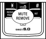 Telephone operation Mute The mute function allows you to hear the other party but the other party cannot hear you. 1. During a call, press MUTE/REMOVE on the handset.