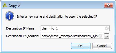 X-Ref Target - Figure 2-23 Figure 2-23: Select IP to Copy 2. Provide a destination name and location for the copy, as shown in the following figure.