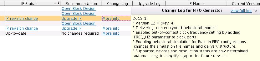 Viewing the Change Log Each IP delivers a change log. The change log provides information about changes to the IP for each release.