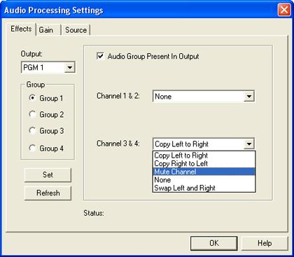 18 October 2009 Edition E Figure 12 Effects Tab c. Click Refresh to reset the tab entries to their defaults. d. In the Output drop-down list box, select PGM 1. e. Select the radio button next to a group associated with PGM 1.