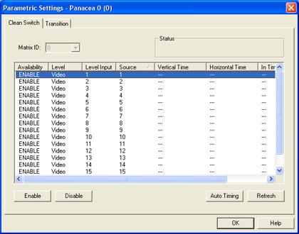 Panacea Clean/Quiet Switch Routers Initial Setup Guide 19 You must autotime all enabled sources after making any adjustment to parametric or transition settings and clicking Set.