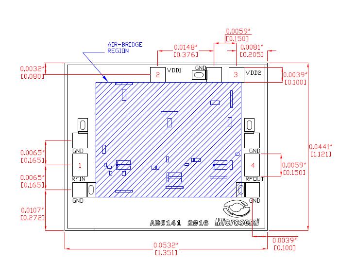 4 Chip Outline Drawing, Die Packaging, Bond Pad, and Assembly Information 4.1 Chip Outline Drawing The following illustration shows the chip outline of the MMA044AA device.