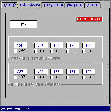 8 SetPoints ToolBar Function - continued SlimWare User's Manual - Page 18 System SetPoints Window - High SetPoints The High SetPoints sub-function allows the high alarm limits of the online Slim load