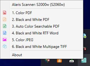 In this example, if you choose B&W PDF or 2 on the scanner screen and push the scan button on the scanner, Info Input Express will be opened (if not already open), the Capture screen for the B&W PDF