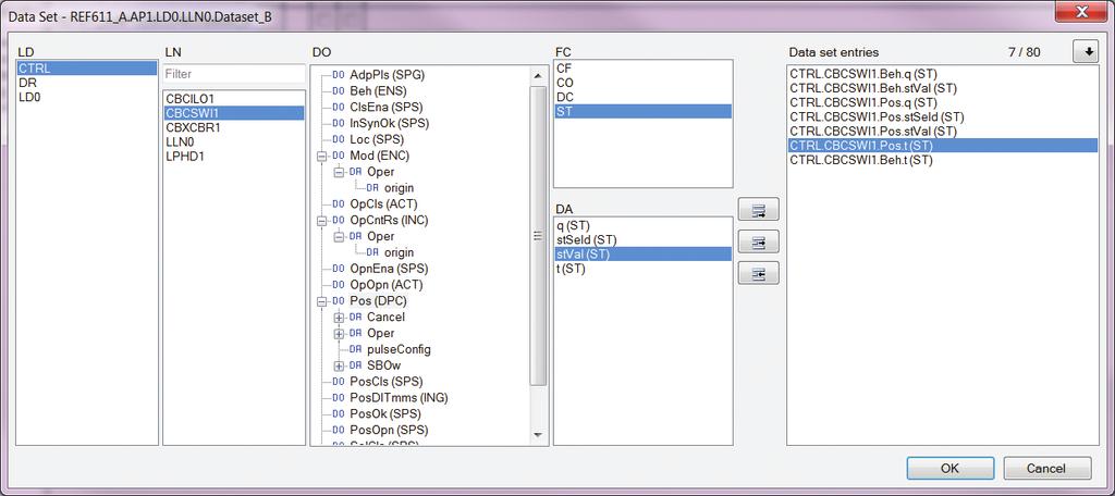 To add a data object level entry, select it from the FC section.