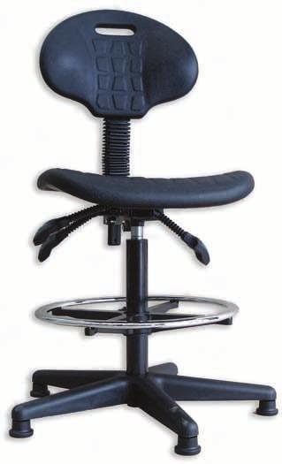 backrest and extra wide seat are made from black moulded polyurethane foam burled surfaces for better body ventilation base made from black nylon with
