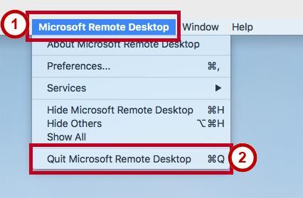 To disconnect from remote desktop, in the menu bar, click Microsoft Remote Desktop (See Figure 23