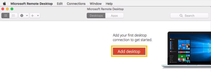 9. The Microsoft Remote Desktop window will open.