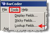 Element Tools>Sticky Fields BarCoder Main Menu Description Provides the ability to retain the information in the selected Index Field after a BarCoder cover sheet has been printed.