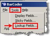 BarCoder Configuration Configuring Lookup Fields When you select an index field as a