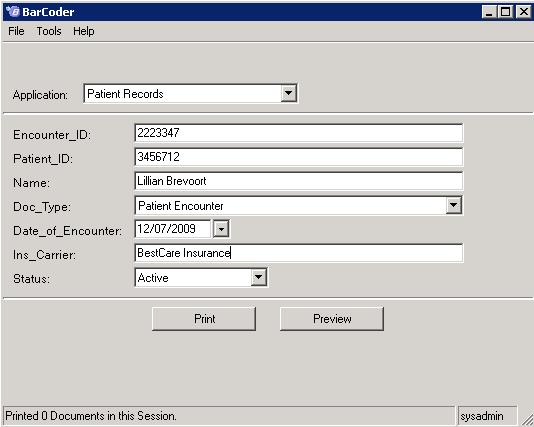 BarCoder Purpose Overview Example Using BarCoder to select the DocuPhase Application cabinet where a batch of related documents of multiple pages of the same document, a separator cover sheet can be