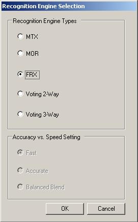 Element Xtractor Main Menu Description Options The Options menu consists of one option: Select Recognition Engine.