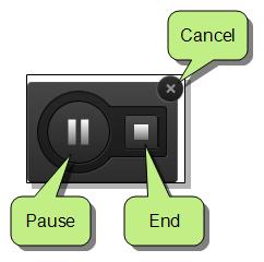 CHAPTER 2 Creating a Movie 9. You can use the task bar or the keyboard shortcuts to end, pause, or cancel the recording. TASK BAR The task bar is located near the recording area.