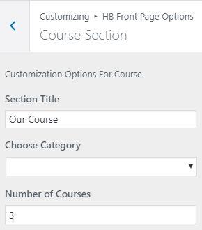 HB Front Page Options > Course Section
