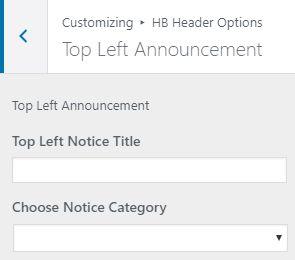 HB Header Options To change Header top left