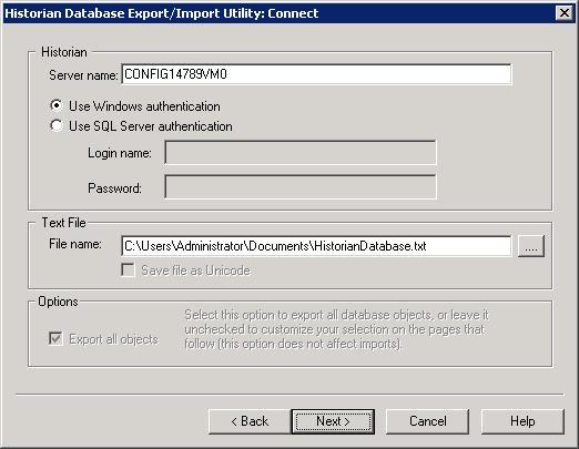 Exporting or Importing Configuration Information with a Text File 109 3 Click Next. The Connect dialog box appears.